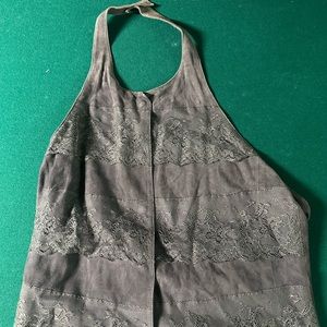 Giorgio Armani - Vintage blue suede and lace halter top new w/tags